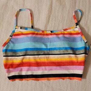 No Boundaries Multicolored Striped Bikini Top